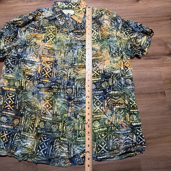 Territory Ahead Mens LARGE 100% Rayon Abstract Geometric Button Hawaiian Shirt - Picture 8 of 9